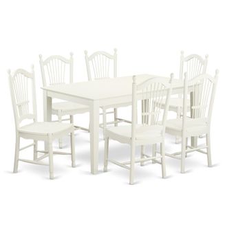 East West Furniture Dining Room Set Linen White, CADO7-LWH-W
