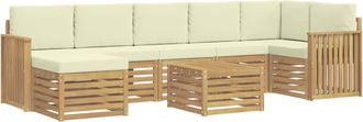 vidaXL Conjunto De Sof&aacute;s De Exterior 8 Uds. Blanco Y Crema Poli&eacute;ster Vidaxl