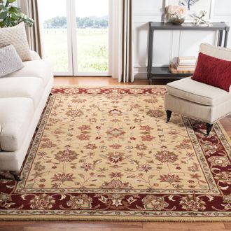 Safavieh Heritage Hand Made Area Rug, Ivory / Red Traditional Style Non-Shedding