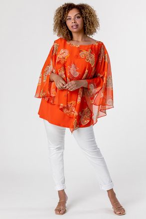 Roman Paisley Print Chiffon Top