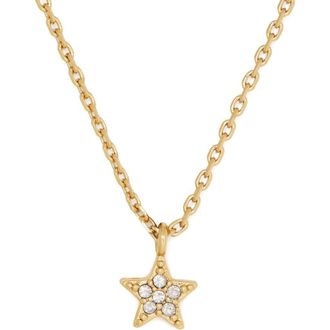 Kate Spade New York youre a gem mini pav&eacute; star pendant necklace in Clear/Gold at Nordstrom