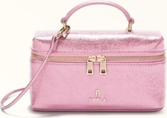 Furla Camelia Mini Bag Sakura Pink Piuma Metal Calf Leather Woman