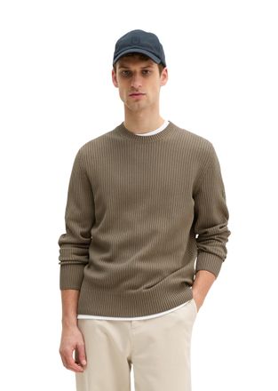 Marc O'Polo Rundhalspullover MARC OPOLO, Herren, Gr. XXL, cinder, Strick, Obermaterial: 100% Baumwolle, regular fit, Rundhals, B&uuml;ndchen, Pullover Rundhalspullover