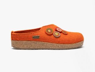 Haflinger KANON Womens Felt Wide Fit Mule Slippers Rust - Orange - Size UK 5