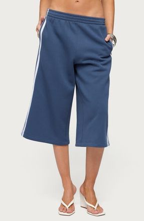 Edikted Uma Side Stripe Bermuda Shorts in Dark-Blue at Nordstrom, Size X-Small