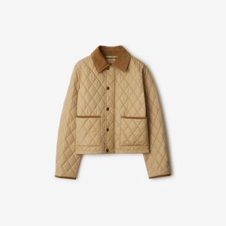 Burberry Cropped Quilted Nylon Jacket, Size: XS
