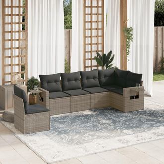vidaXL Vidaxl - Set De Muebles De Jard&iacute;n 6 Pzas Y Cojines Rat&aacute;n Sint&eacute;tico Gris