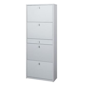 OEM Zapatero Con Cuatro Puertas Y Un Caj&oacute;n Fresno Blanco 63x29x H164 Cm