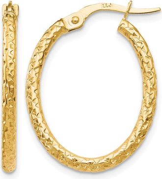 Diamond2Deal 10K Yellow Gold Oval Shape Hoop Earrings