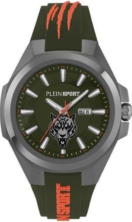 Plein Sport Tigermaster Quartz Silicone Strap Watch, 47mm in Gun at Nordstrom Rack