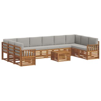 vidaXL Conjunto De Sof&aacute;s De Exterior 11 Pcs Gris Natural Y Claro Vidaxl