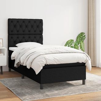 vidaXL Cama Box Spring Con Colch&oacute;n Tela Negro 80x200 Cm Vidaxl