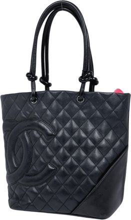 Chanel Black Leather Handbag Tote Bag (Pre-Owned)