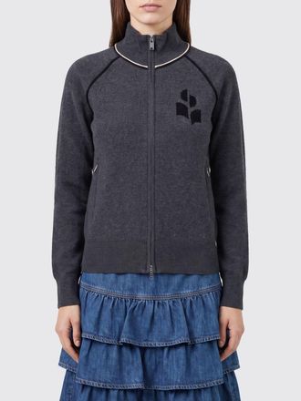 Isabel Marant Cardigan in misto cotone con zip e logo floccato