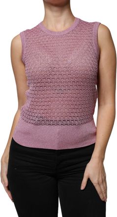 Dolce & Gabbana Womens Pink Mesh See Through Sleeveless Tank Top Viscose Polyester Film Fiber