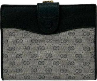 Gucci Pre-owned Micro GG Leder Portemonnee - Dames - Vintage Accessoires - Blauw - ONE Size - Leer - Vintage