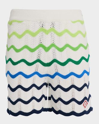 Casablanca Mens Wave Crochet Cotton Pull-On Shorts