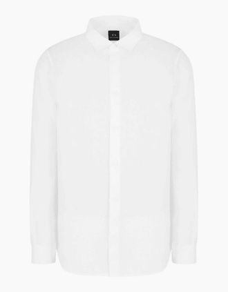 A|X Armani Exchange Mens Linen Long Sleeve White Shirt - Size: 42/Regular