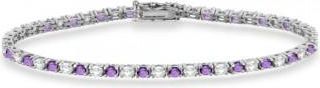 Allurez Alternating Diamond & Amethyst Eternity Bracelet 14K White Gold (4.43ct)