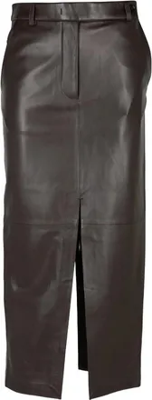 Co Double-slit Leather Pencil Long Skirt