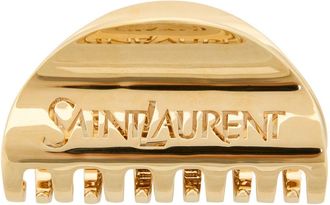 Saint Laurent Logo-engraved Brass Hair Clip - Gold - One Size