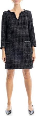 Max Studio Tweed Long Sleeve Shift Dress in Black Multi at Nordstrom Rack, Size X-Large