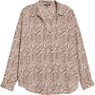 NYDJ Becky Recycled Polyester Georgette Blouse in Zebra Java at Nordstrom, Size Xx-Small