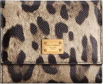 Dolce & Gabbana Dauphine Portemonnee met Luipaardprint - Dames - Portefeuilles - Bruin - ONE Size - Leer - Accessoires