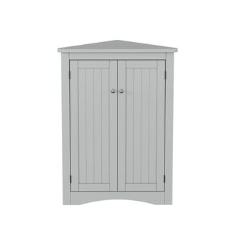 STILVORA Armario Esquinero De Bano Con 2 Puertas Y 2 Estantes, De Pie, En Mdf Lacado, Gris, 61,5&times;80 Cm