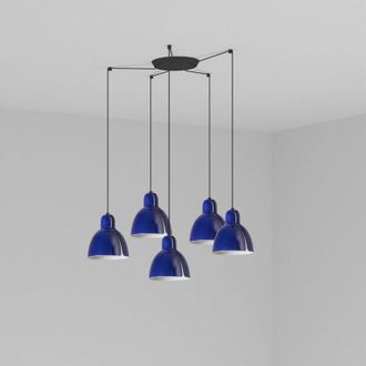 Faro Barcelona Faro Venice L&aacute;mpara Colgante Cluster Drop 5 Luces Azul Cobalto