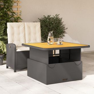 vidaXL Set Comedor De Jard&iacute;n 2 Pzas Con Cojines Rat&aacute;n Sint&eacute;tico Negro Vidaxl