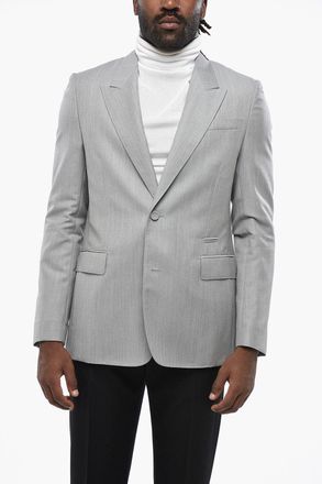 Dior Giacca a 2 Bottoni in Misto Lana Due Spacchi Revers a Lancia Dior