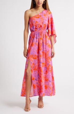 Chelsea28 Floral One-Shoulder Maxi Dress in Pink Helen Floral at Nordstrom Rack, Size X-Small