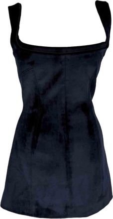 Galvan London Spire Mini Dress in Navy Blue Velvet