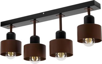 OEM L&aacute;mpara De Techo Negra De Madera Y Metal De Estilo Escandinavo, 4xe27, Iluminaci&oacute;n Led Moderna Para Sal&oacute;n, Cocina, Dormitorio, Habitaci&oacute;n Infantil, Lo