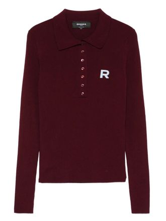 Rochas logo-patch polo top - women - Virgin Wool - M - Red