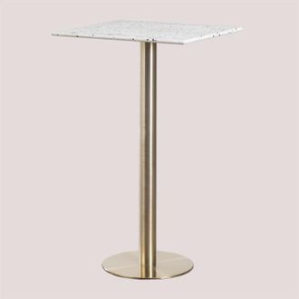Sklum Sklum - Mesa Alta De Bar Cuadrada En Terrazo (60x60 Cm) Malibu Oro Champagne