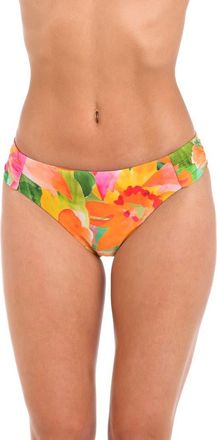 Sunshine 79 Utopia Shirred Side Bikini Bottoms in Yellow Multi at Nordstrom, Size 14