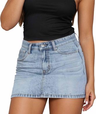 Generic Women Blue Denim Skirt Casual High Waist Bodycon Jean Mini Skirt with Pockets (UK, Alpha, M, Regular, Regular, Light Blue)