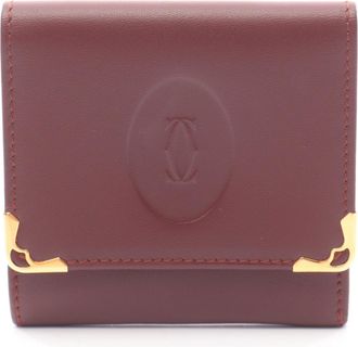Cartier Bordeaux Leather Coin Purse/Coin Case (Pre-Owned)