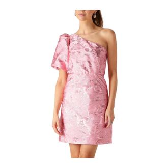 Freebird by Steven Roze Lurex Mini Jurk - Dames - Feestkleedjes - Roze - L - Kleedjes