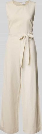 Vila Jumpsuit aus Viskose-Baumwoll-Mix mit Leinen-Anteil in Beige, Größe 34