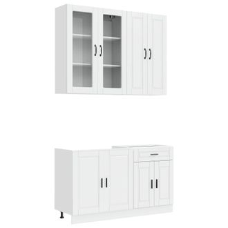 vidaXL Unidad De Cocina Porto 4 Uds. Blanco Brillante Vidaxl