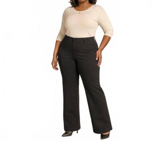 Lyss&eacute; Sculpting Knit Denim Wide-Leg Pants In Black