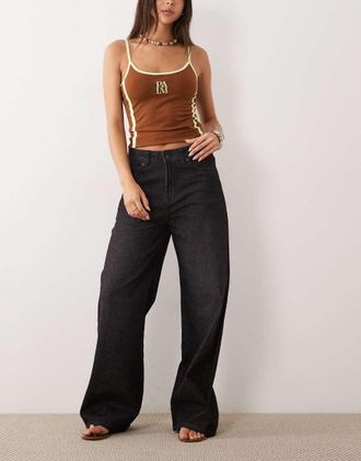 Dickies Jeans ampi a fondo ampio lavaggio nero sbiadito