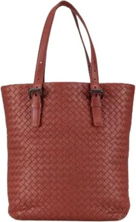 Bottega Veneta Pre-owned Tote Bags, female, Red, Size: ONE SIZE Pre-owned Woven Leather Tote