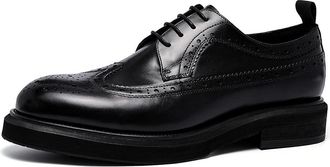 Generic Mens Comfortable Thick Soles Brogues Business Casual Dress Oxfords Retro Leather Lace Up Shoes,Black,11