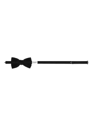 Saint Laurent Mens Black Velvet Adjustable Bowtie Viscose Ties & Bow