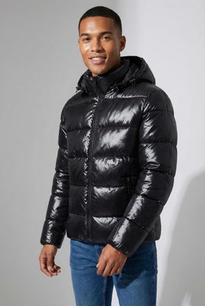 Calvin Klein Steppjacke CALVIN KLEIN, Herren, Gr. M, schwarz, Web, Obermaterial: 100% Polyamid, gl&auml;nzend, unifarben, regular fit normal, hoch geschlossener Ausschn