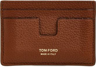 Tom Ford T-Line Soft Grain Leather Card Holder in 1B108 Midbrown at Nordstrom